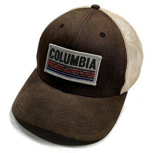 Columbia Snapback Hat Brown Mesh‎ Brown Spellout Logo Patch
